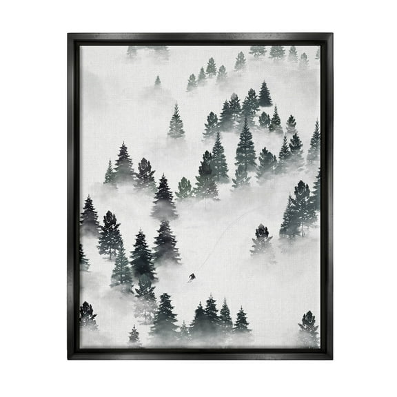 Stupell Industries Skiing Winter Snow Slopes Graphic Art Jet Black Floating Framed Canvas Print Wall Art, Design by Ziwei Li