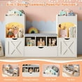 thumbnail image 4 of Vabches Kids Bookshelf with Reading Nook & LED Lights, Castle-Shaped Kids Toy Organization with 2 Movable Drawers & 5 Shelves and Bench, 4 of 7