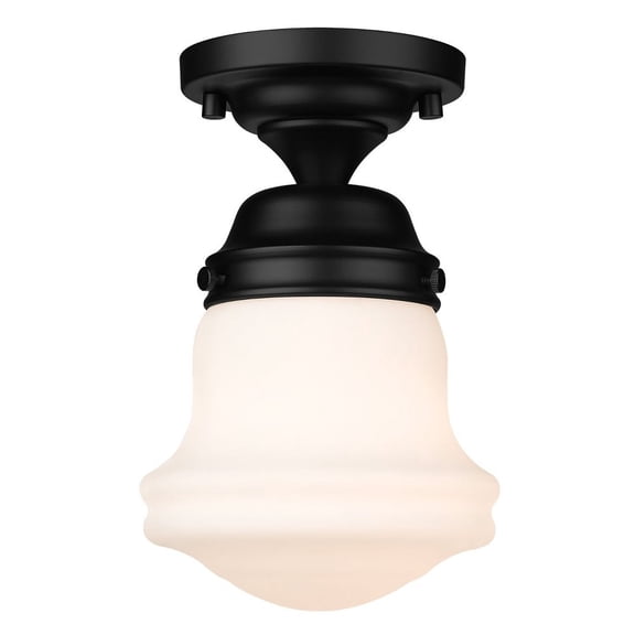 735F1-MB-Z-Lite-Vaughn - 1 Light Flush Mount In Industrial Style-9 Inches Tall and 6 Inches Wide-Matte Black Finish-Matte Opal Glass Color