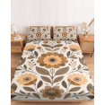 thumbnail image 2 of Twin Sze Fitted Sheet Set - Beige Brown Floral Boho 2 Piece Bedding Sets 16" Deep Pocket Fitted Sheet with 1 Pillowcase, Summer Spring Flowers Botanical Brushed Microfiber Hotel Luxury Bed Sheets, 2 of 9