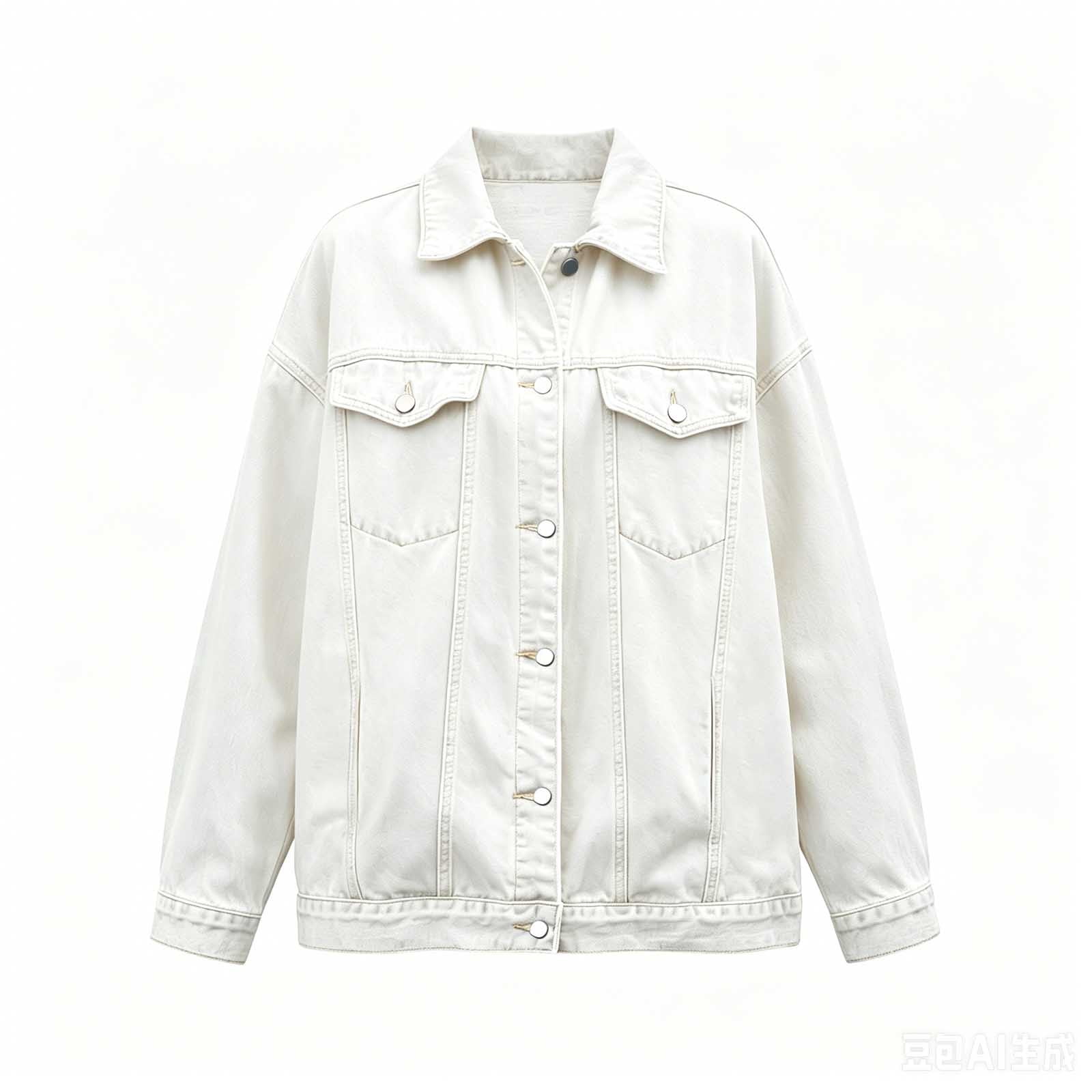 Vmvidoty Womens Stretch Button Down Long Sleeve Pockets Denim Jean Trucker Jacket White 2XL