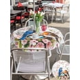thumbnail image 5 of Outdoor Tablecloths with Umbrella Hole & Zipper, Birds Floral Round Tablecloths 60 Inch, Farmhouse Country Pink Flower Leaf Wood Grain Waterproof Table Cloth, Patio/Pool/Picnic Table Covers, 5 of 8