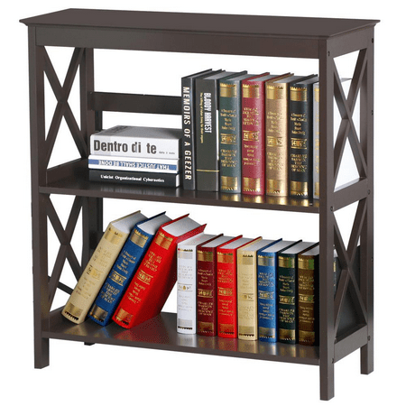 Bookshelf Stand 3 Tier Storage Bookcase Stand Unit Bookshelf Rack Storage Display Shelving for Entryway Living Room Espresso ()