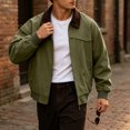 thumbnail image 4 of Winter Jackets for Men Cotton Contrast Color Washed Vintage Work Jacket Lapel Long Sleeve Full Zip Loose Casual Outer Coat Fashion Casual Coats, 4 of 10