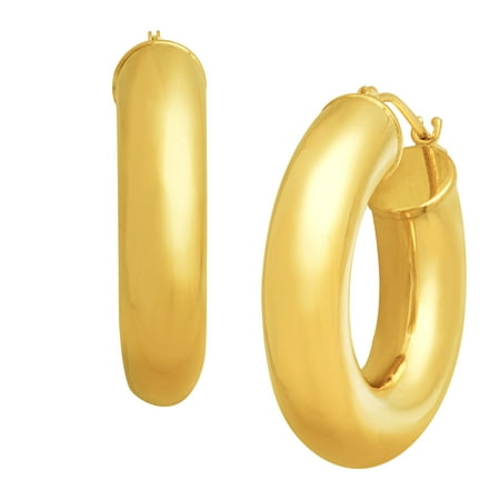 Simply Gold Polished Tube Hoop Earrings in 14kt Gold