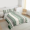 thumbnail image 4 of Manfei Green Square Buffalo Queen Comforter Set, Vintage Checkered Abstract Bedding Sets, Rectangle Plaid Reversible Bedding Comforter Set, Breathable Home Decor, 3 Pieces, 4 of 9