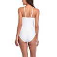 thumbnail image 4 of Traje de baño de una pieza Cuello en V Color puro Sin espalda Correa transpirable Traje de baño de mujer para playa Piscina Spa Baño Blanco L, 4 of 6