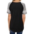 thumbnail image 4 of Women's Summer Long/Short Sleeve Shirts Crew Neck Tees Striped Color Block Blouse Tops, 4 of 6
