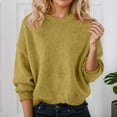 thumbnail image 2 of Fiaer Women's Sweater Oversized Crew Neck Knitted Pullover Long Sleeve Trendy Casual Comfort Warm Tops for Winter Yellow XL, 2 of 4