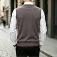 thumbnail image 5 of successthop Wool Sweaters for Men Cardigan Sleeveless V Neck Tops Button Up Knitwear Light Solid Fall Casual Clothes, 5 of 5