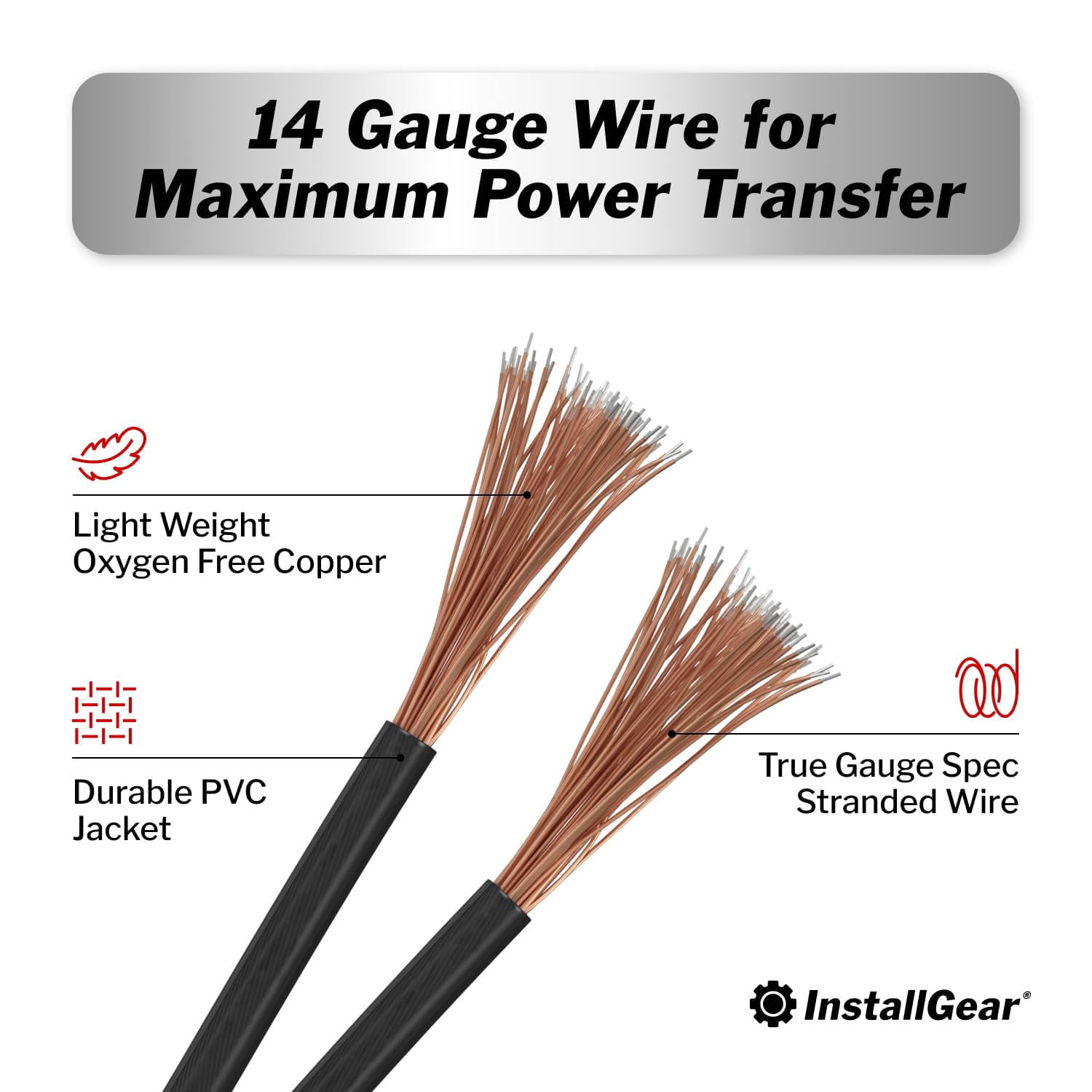 InstallGear 14 Gauge OFC Primary Remote Wire, 100-feet - Black - Speaker Cable for Car Speakers Stereos, Home Theater Speakers, Surround Sound, Radio, Automotive Wire, Outdoor - Speaker Wire 14 Gauge