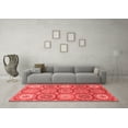 thumbnail image 3 of Ahgly Company Machine Washable Indoor Round Abstract Red Modern Area Rugs, 3' Round, 3 of 4