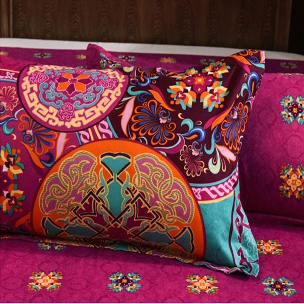 ReedCA Bohemia Exotic Duvet Cover Set Queen Size Mandala Pattern Reversible Luxury Soft Bedding Set Comforter Cover(1 Duvet Cover+2 Pillowcases)