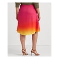 thumbnail image 2 of LAUREN RALPH LAUREN Womens Pink Zippered Lined Ombre Midi Wear To Work A-Line Skirt Plus 20W, 2 of 4