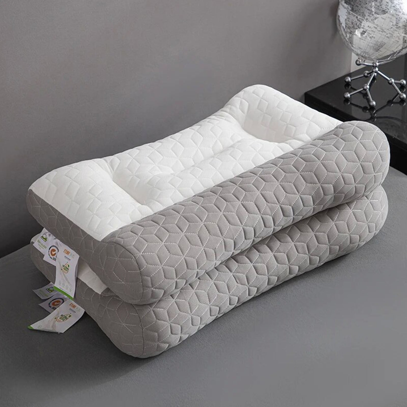 Sleep Enhancing Cervical Support Comfort Goose Down Pillow, Cervical Neck Pillow for Sleeping, Ergonomic Neck Support Pillows for All Sleeping Positions (1 Pack, White, Medium)