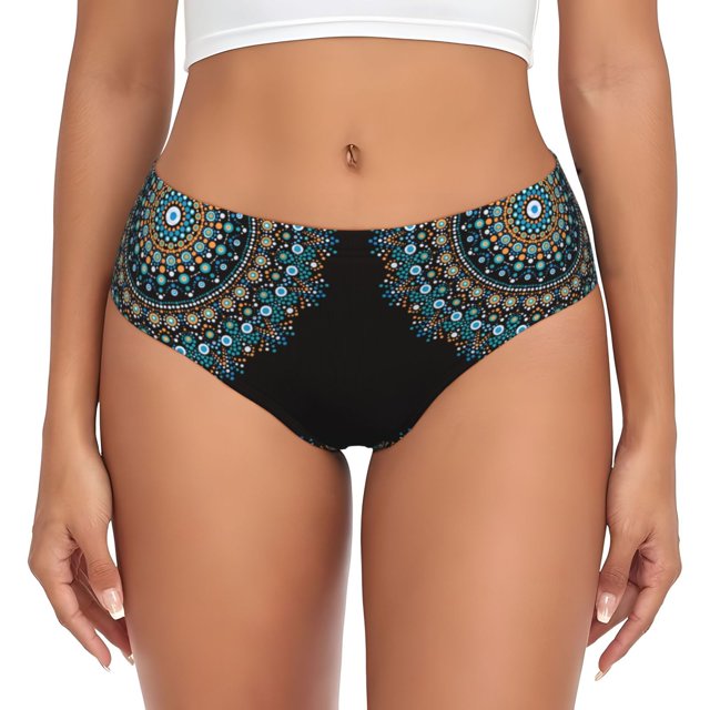 Balery Mandala Ropa Interior de Algodón para Mujer con Dibujo – Braguitas Cómodas y Elásticas, Estilo Clásico-4X-Large