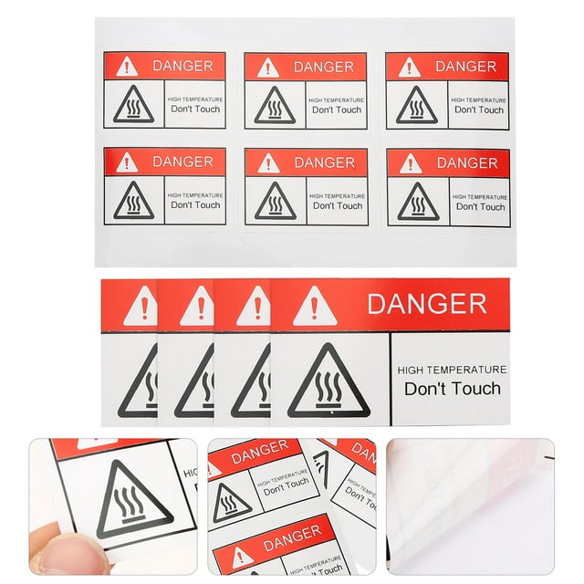 KONTONTY 10pcs Multi Warning Stickers Warning Sign Multi Synthetic Adhesive Safety Warning Kitchen Safety