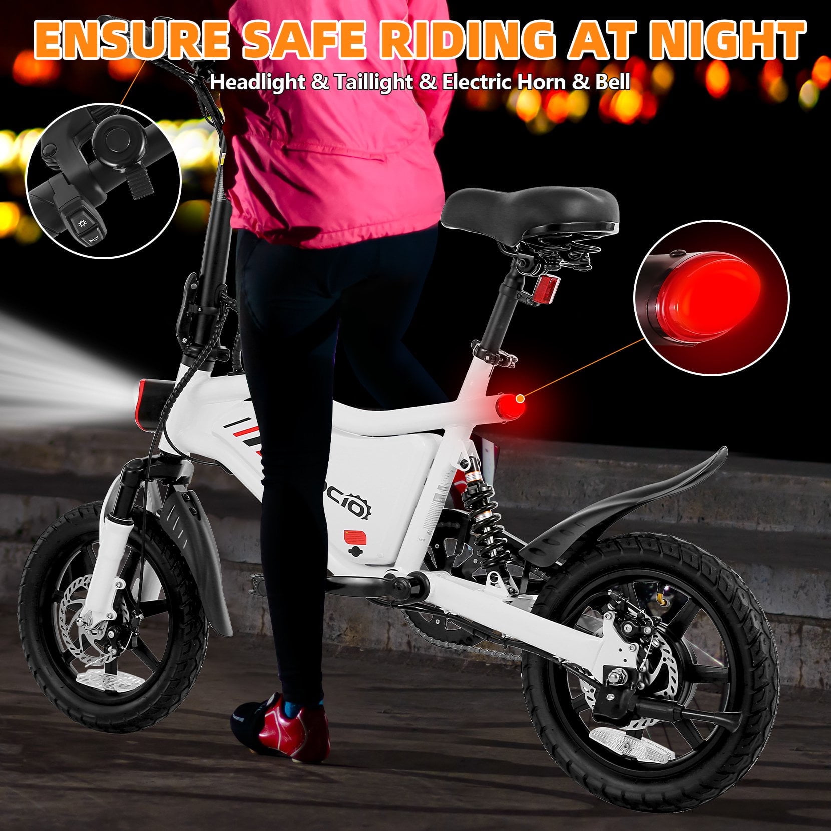 Gocio Ebikes 14"×2.1" Foldable Electric Bicycle for Adults, 550W Peak Commuter E-Bike, 48V 7.8Ah Battery, LCD Dispaly, Electric Bike Small Tire City Ebikes for Women UL2849 Certified