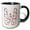 Black/White, variant on 3drose, Cute Red and White Hearts Valentine Monogram Initial W, 11oz Two-tone Black Mug
