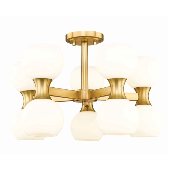 494-10SF-MGLD-Z-Lite-Artemis - 10 Light Semi-Flush Mount In Mid-Century Modern Style-13.75 Inches Tall and 21 Inches Wide-Modern Gold Finish
