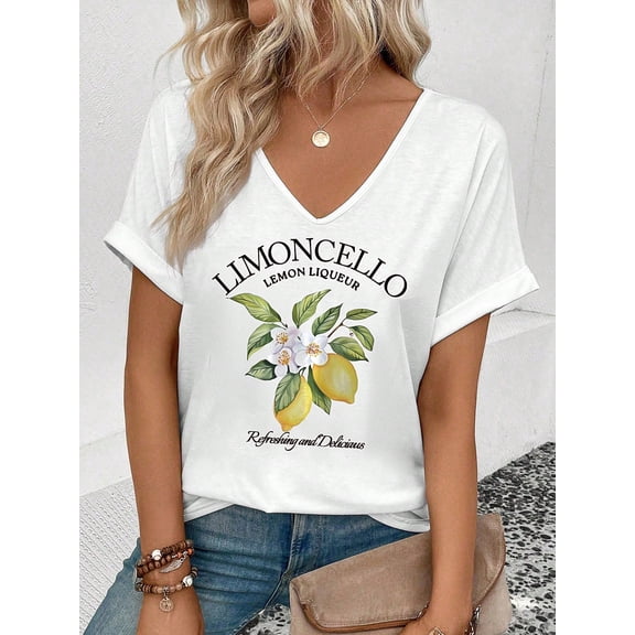 Refreshing Limoncello Lemon White V - Neck Shirt