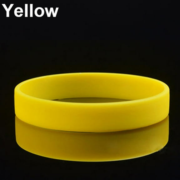 Yesbay 2Pcs Silicone Wristbands Wrist Bands Solid Color Sports Design Bracelets-Yellow