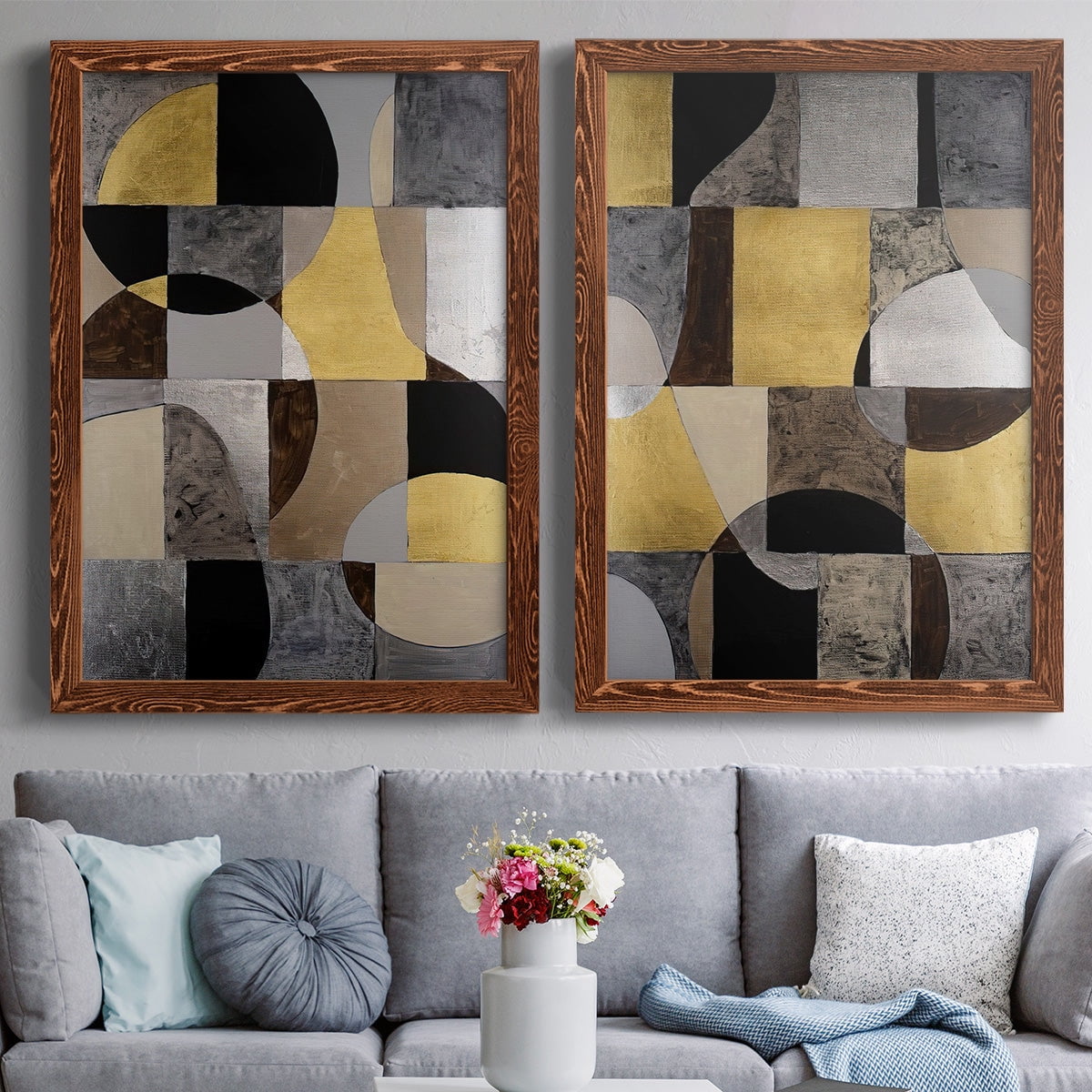 Neutral Framework I - Premium Framed Canvas 2 Piece Set - Ready to Hang