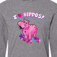 thumbnail image 4 of Inktastic I Love Hippos with Pink Hippo and Flowers Long Sleeve T-Shirt, 4 of 5