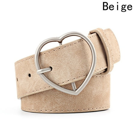 Leather Reversible Jeans SHOPFIVE Fashional Women Heart Buckle Belt Dress Jeans Faux Leather Waistband US Stock ()