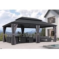 thumbnail image 2 of PURPLE LEAF 13 X 20 Hardtop Gazebo Aluminum Frame Galvanized Steel Double Roof Curtains and Netting Included Patio Lawn Garden Grey, 2 of 9