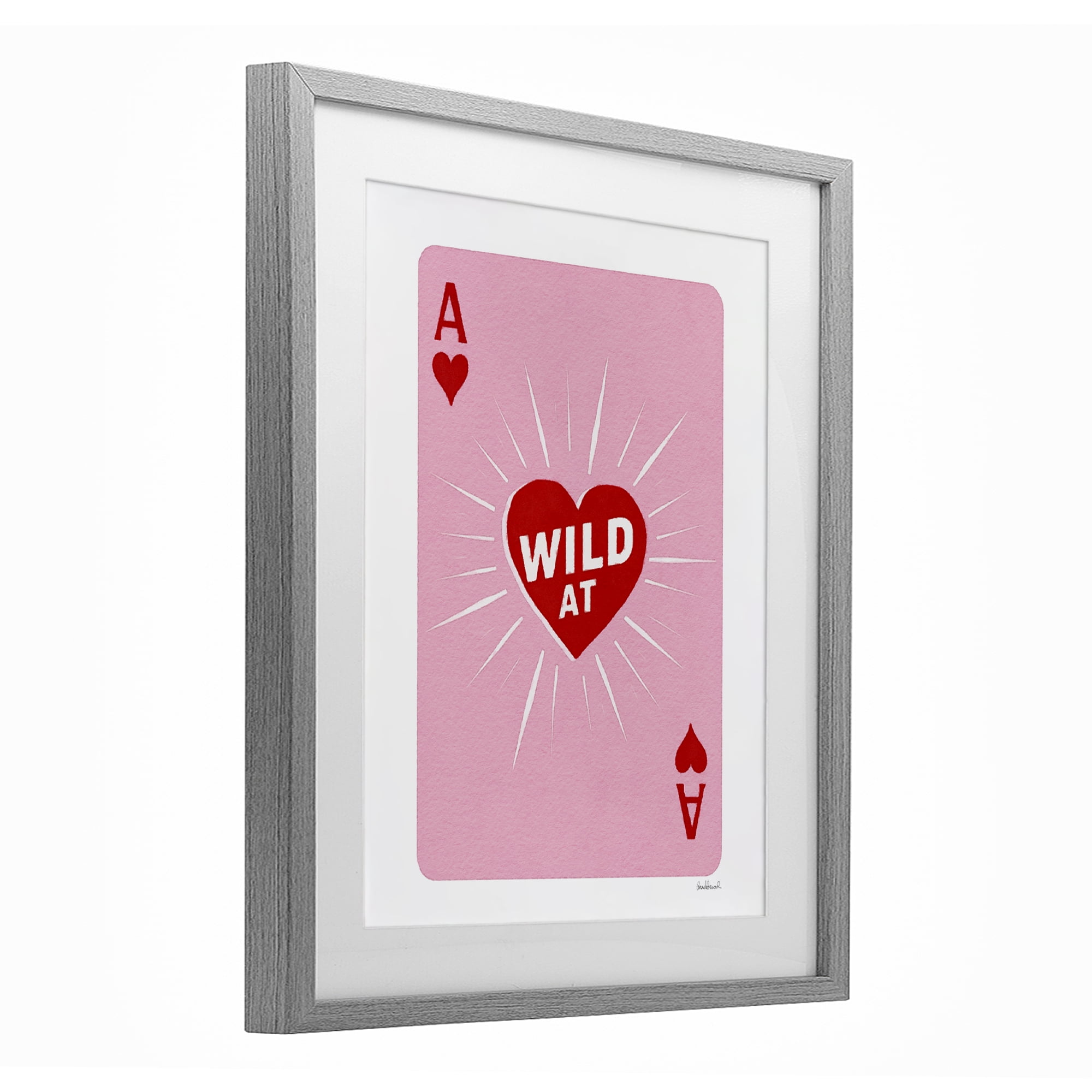 Wild At Heart Card Gray Framed Print Under Glass, design by Amanda Greenwood