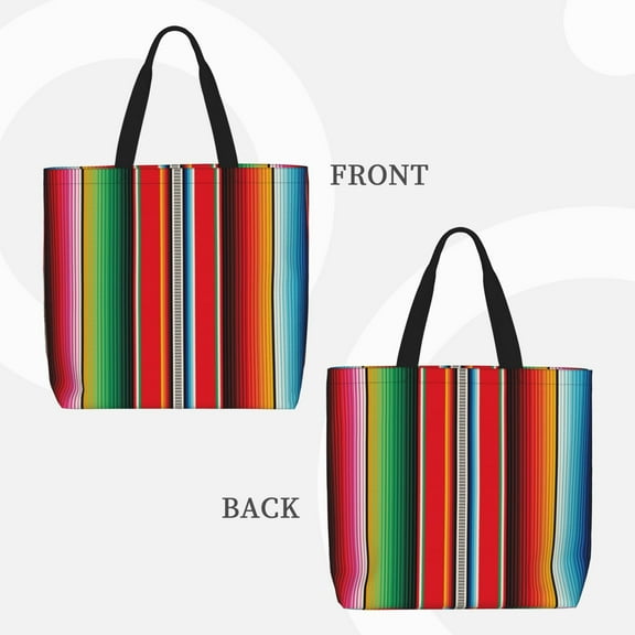 Lafuoo Mexican Serape Blanket Stripes Pattern Single Shoulder Convenience Bag, Large Capacity Zippered Handbag for Shopping, Unisex-One Size