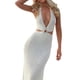 thumbnail image 2 of VISgogo Vestido Casual para Mujer, Color Sólido Sin Mangas Sin Espalda Slim-Fit Split Halter Vestido Largo VISgogo moda, 2 of 8
