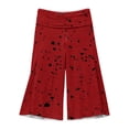 thumbnail image 5 of Cropped Pants Womens Casual Wide Leg Low Rise Fold Over Stretch Gaucho Pants for Summer Sweatpants Beach Holiday Streetwear Deep Red L, 5 of 7