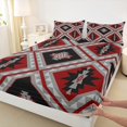 thumbnail image 3 of jejeloiu Vintage Boho Aztec Twin Sheet Sets,Geometric Rhombus Triangle Twin Fitted Sheet,Gray Red Black Flat Sheet For Teens,Ultra Soft Home Decor,3pcs, 3 of 7