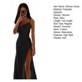 thumbnail image 7 of Quixlent Lady Evening Dress Low-cut V Neck Sleeveless Spaghetti Strap Satin Pleated High Split Solid Color Tight Waist Slim Fit Full Length Summer Prom Party Gown Ball, 7 of 7