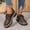 #086-Brown, variant on Women's Retro Suede Loafers – Chunky Heel & Platform Mid Block Heel with Round Toe Slip-On Casual Shoes for Everyday Wear