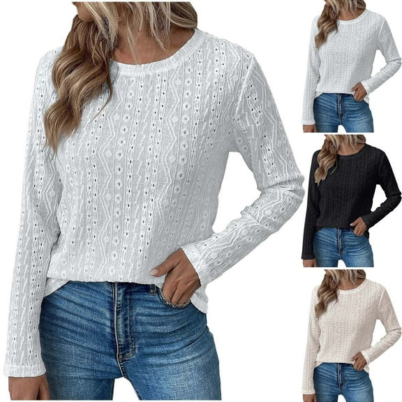 Bovxnpu Fall Winter Plus Size Tops for Women, Womens Long Sleeve Shirt Tops Loose Casual Fall Thick T Shirts Winter Outs Trendy Clothes