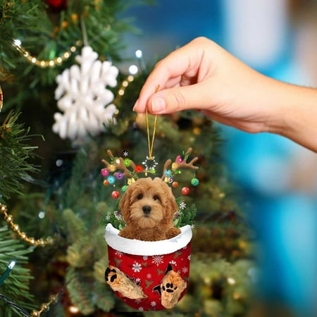 

Chandelier Beads Christmas Dogs Ornament Christmas Acrylic Funny Dog Christmas Stocking Animal Ornament RED Schnoodle In Snow Pocket Christmas Ornament Christmas Decoration