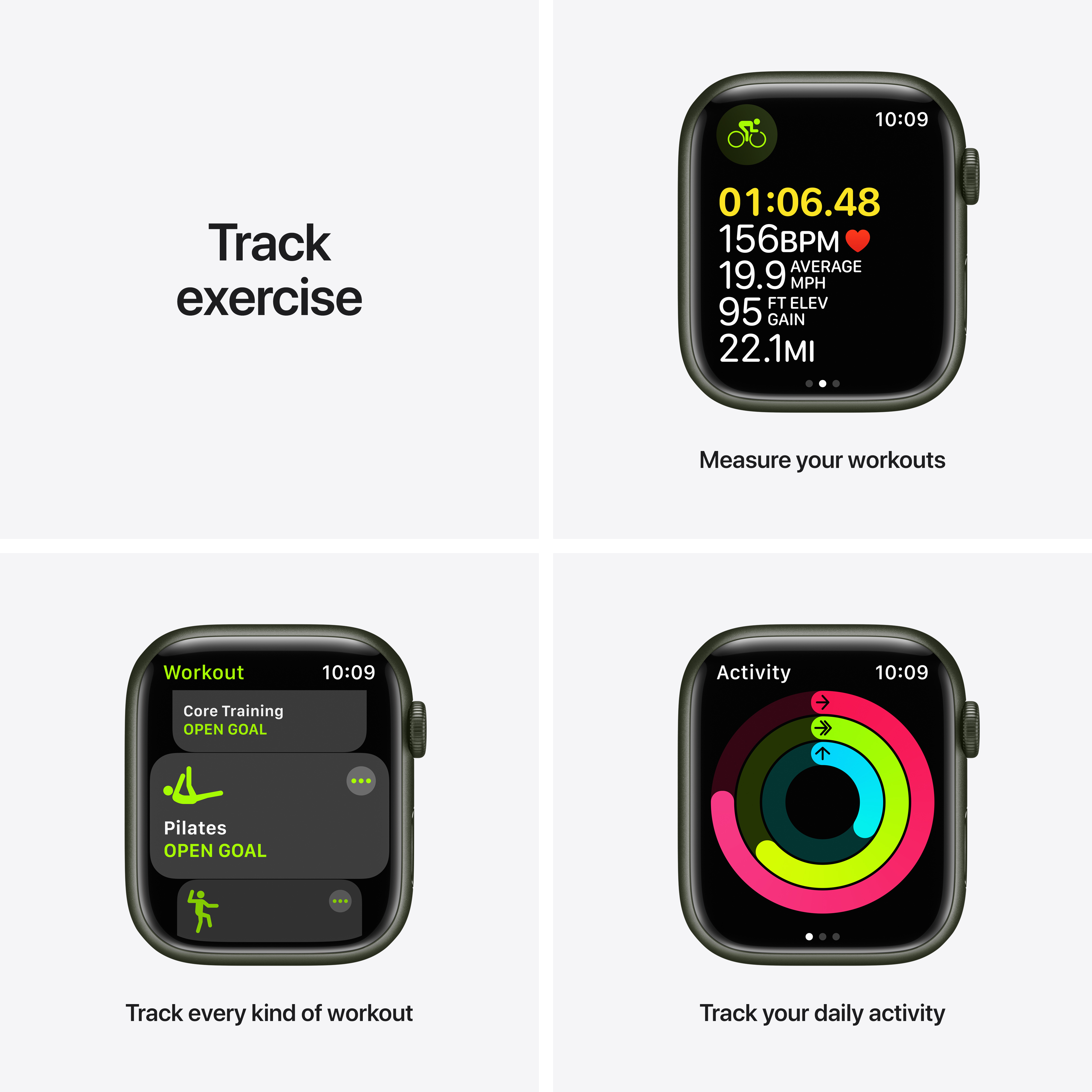 Apple Watch Series 7 GPS + Cellular, 45mm Green Aluminum Case with Clover Sport Band - Regular - image 2 of 10