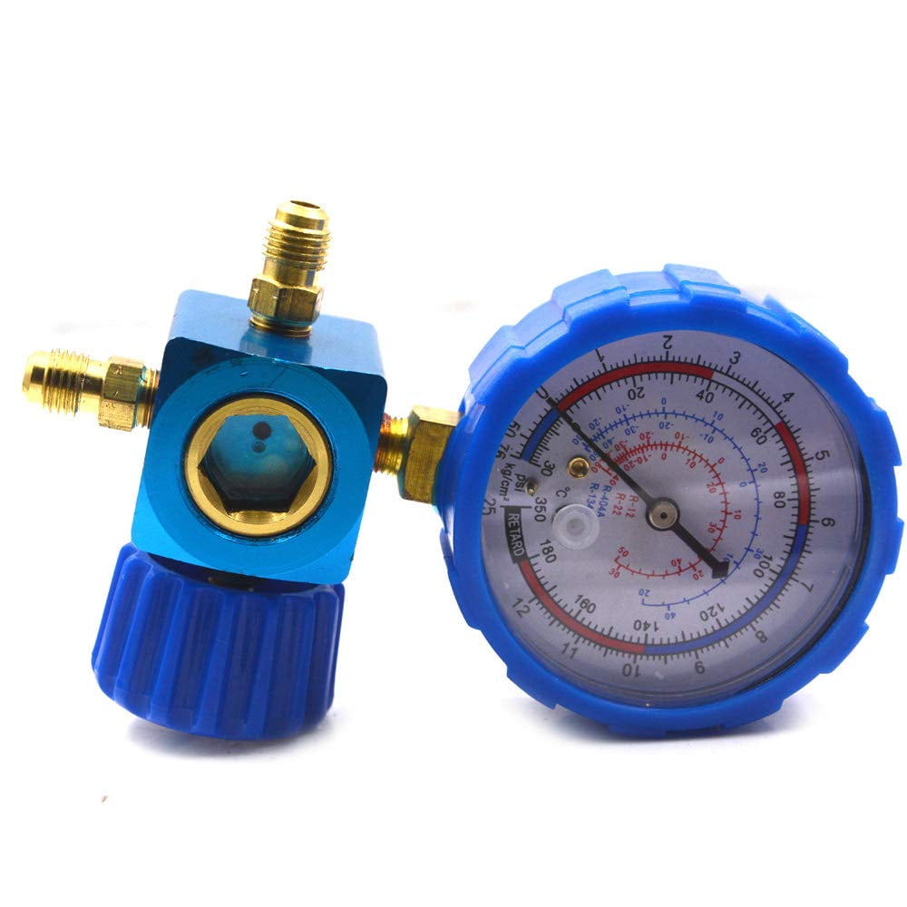 Nikauto Car AC R12 R22 R404a R134a Psi Manifold Gauge Set Tool Kits High Low Pressure (Blue)