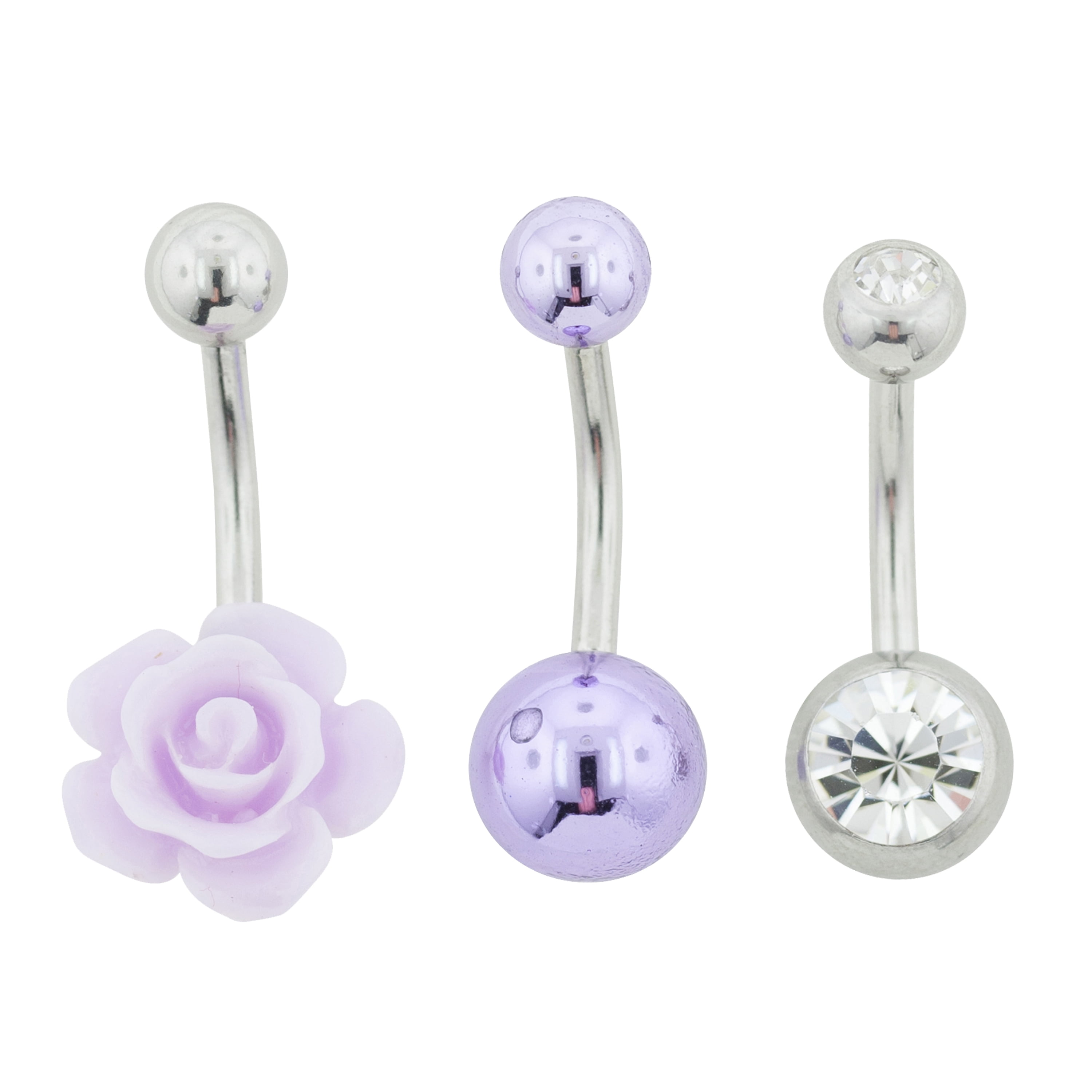 Hot Silver HotSilver Body Art Jewelry 14G Purple Rose