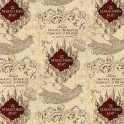 Harry Potter Wizarding World Marauders Map Tan 100% Cotton Fabric by The Yard