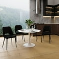 thumbnail image 2 of Velets Set of 4 Aria Side Chair, Upholstered Cushion Padded Faux Leather Curved Backrest Seat w/Metal Legs, Stylish & Modern Dining Chair for Living & Dining Room, Kitchen, Bedrooms & Offices - Black, 2 of 6