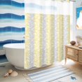 thumbnail image 5 of No Hook Shower Curtain, Yellow Grey Botanical Shower Curtains for Bathroom with See Through Top Window, Pastoral Spring Summer Leaf Aesthetics Waterproof & Washable Bath Curtain 60"x72", 5 of 9