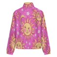 thumbnail image 6 of Jackets for Women Winter Coat Jackets Flannel Stand Collar Jacket(Pink Happy Sun Daisy Print,Size:S-4XL), 6 of 7