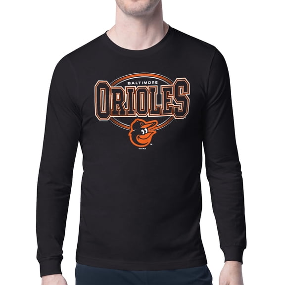 Men's Starter Black Baltimore Orioles Team Track Graphic Long Sleeve T-Shirt