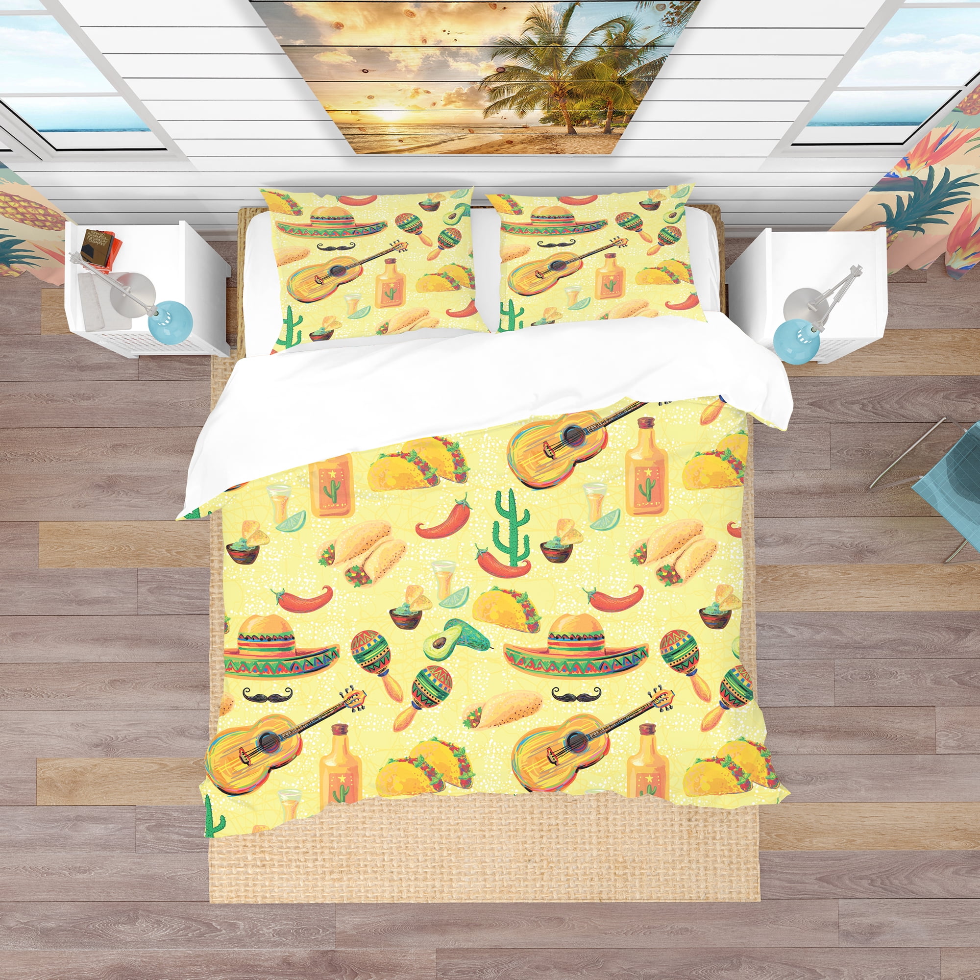 Designart 'Mexican Music Pattern' Tropical Duvet Cover Set
