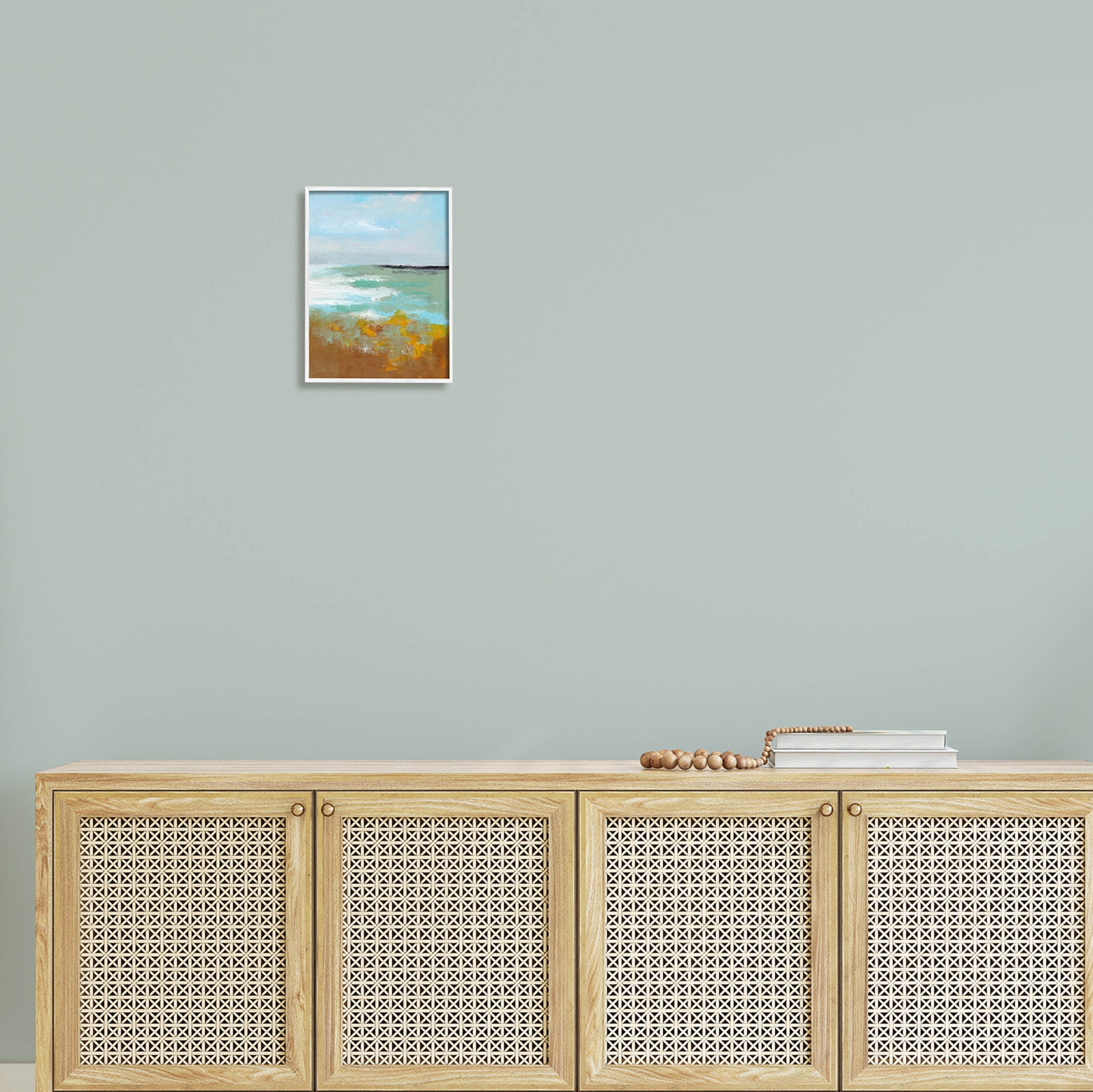 Stupell Industries Modern Distant Ocean Waves Landscape Painting White Framed Art Print Wall Art, Design by Nikita Jariwala