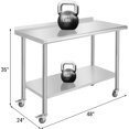 thumbnail image 2 of Table de Travail en Acier Inoxydable Robuste 48x24 Po avec Tablette Inférieure Réglable et Roulettes, Table de Préparation Commerciale pour Cuisine, Garage et Maison, 2 of 7